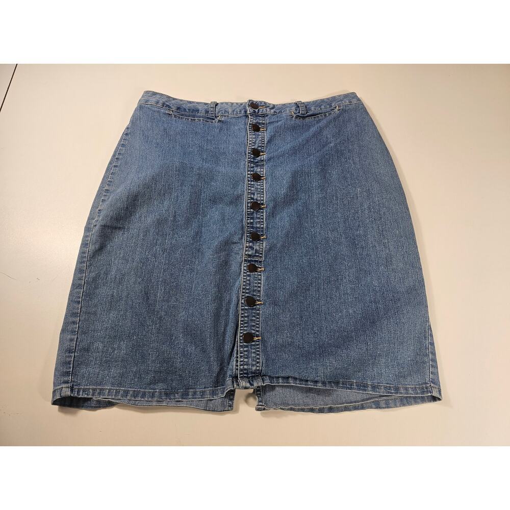 Vintage Full front button down avenue blues size 14 denim skirt ^
